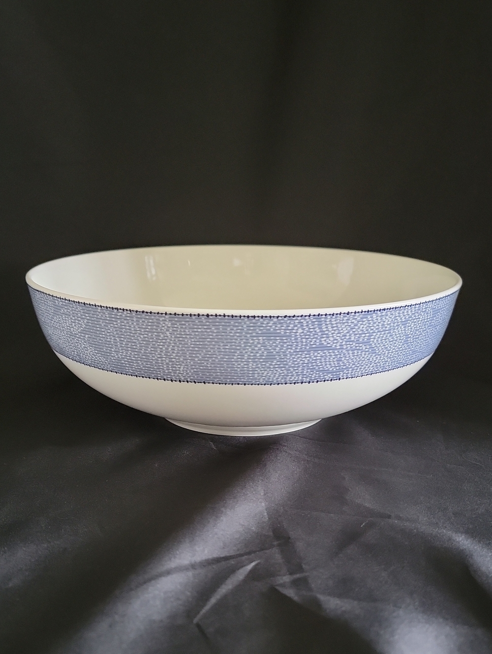 Calvin Klein Bone China RARE Blue Stencil Serving Bowl 10"